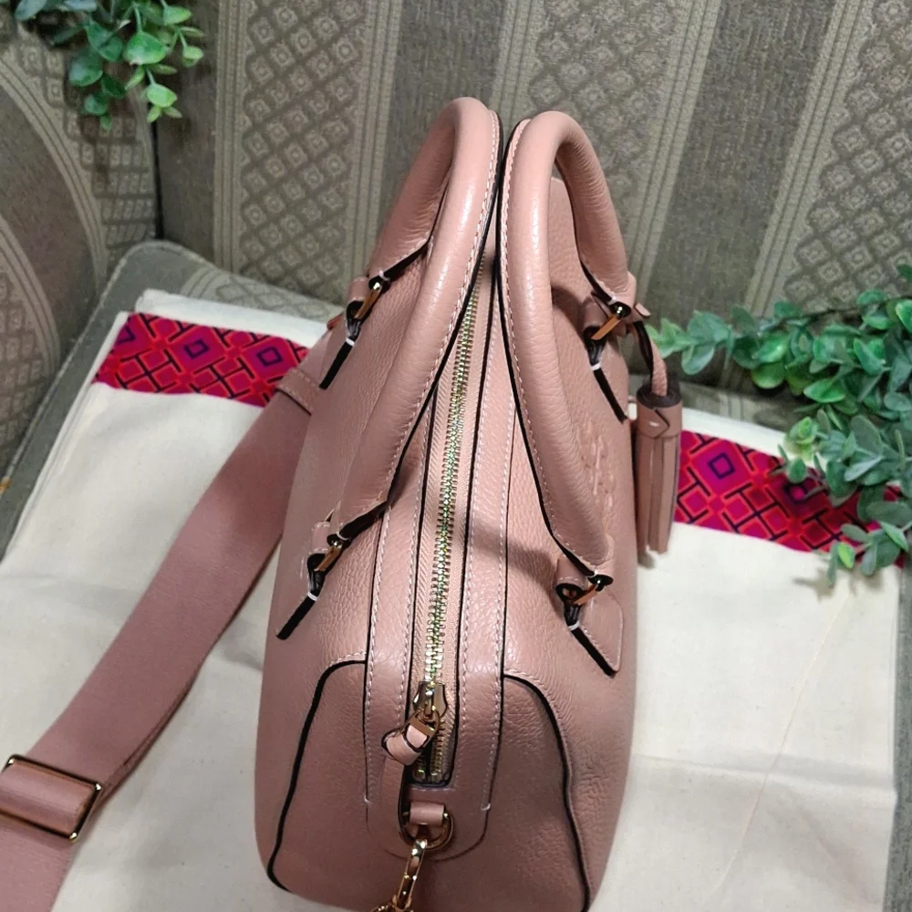 Tory Burch Dusty Rose Leather Satchel with Tassel - Picture 10 of 15
